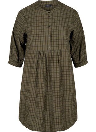 Skjorttunika med 3/4-ärmar, Ivy Green Check, Packshot image number 0