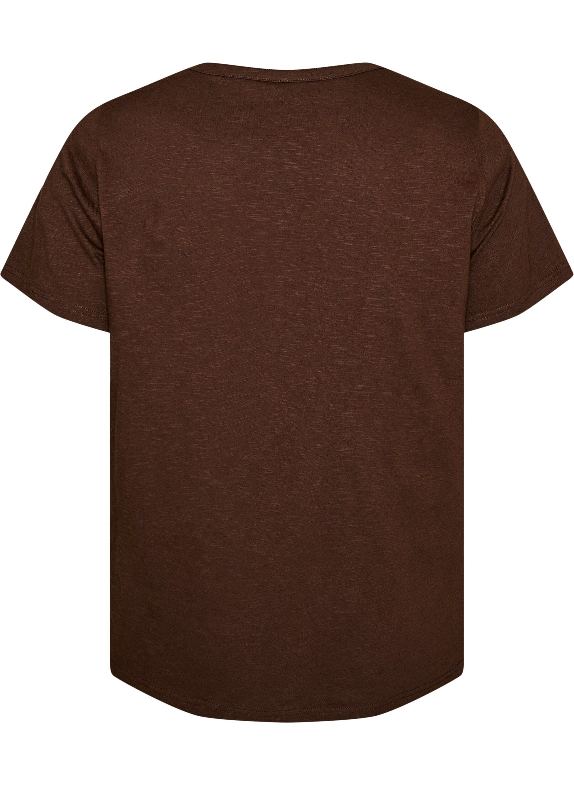 ZizziT-shirt med knappdetalj, Brun, Packshot image number 1