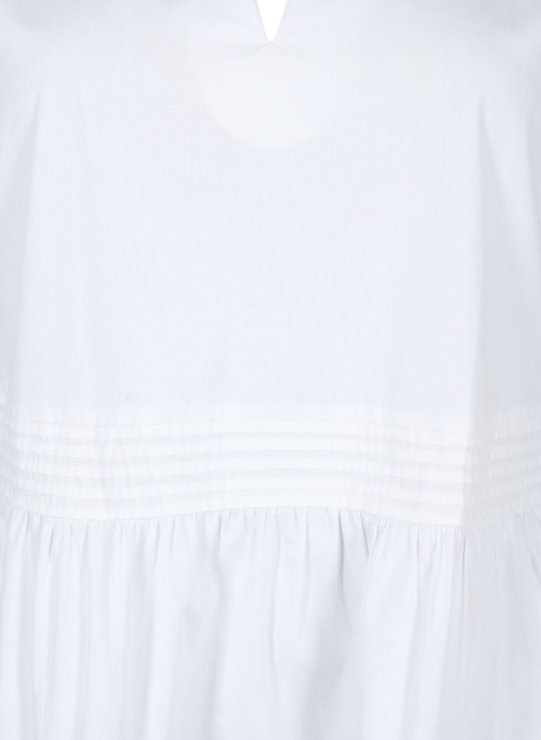 Zizzi &Auml;rml&ouml;s topp med kn&auml;ppning och volangdetaljer, Vit, Packshot image number 2