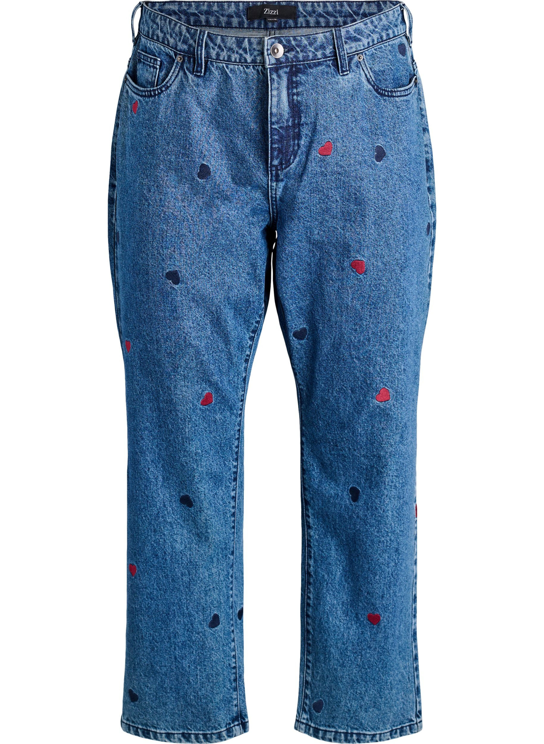 Gemma-jeans med h&ouml;g midja och broderade detaljer