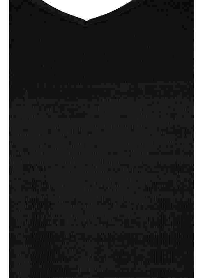 V-ringad blus med 3/4-ärmar, Black, Packshot image number 2