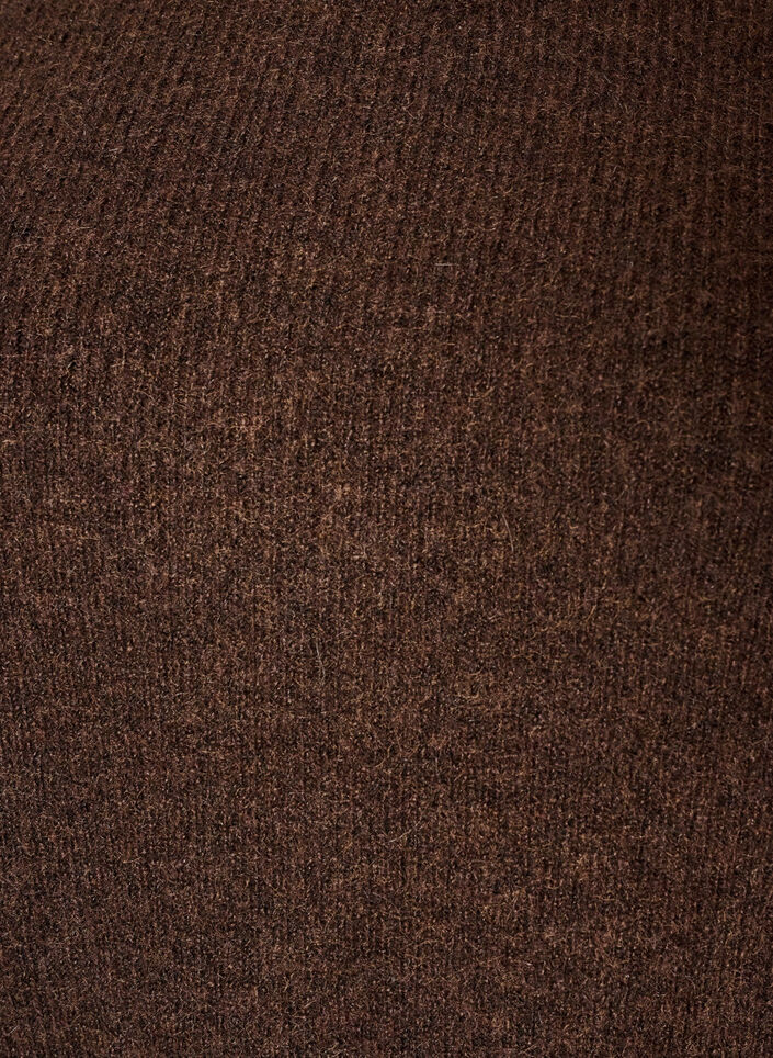 Melerad stickad blus med rund halsringning, Brun, Packshot image number 2