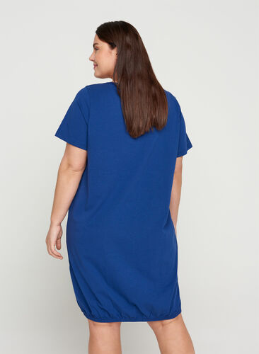 Kortärmad klänning i bomull, Twilight Blue, Model image number 1