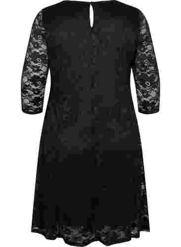 Spetsklänning med 3/4-ärmar, Black, Packshot image number 1