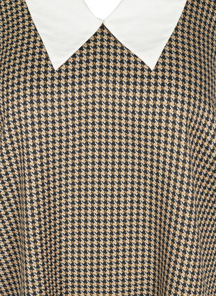 Långärmad skjorttunika i mönster med stor krage, Houdsthooth, Packshot image number 2
