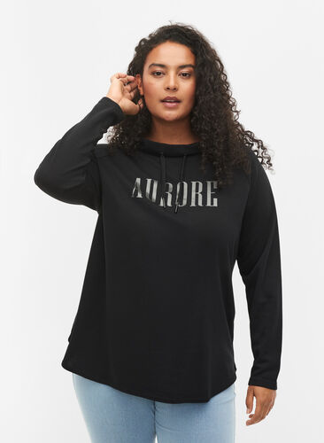 Sweatshirt med hög krage, Black, Model image number 0