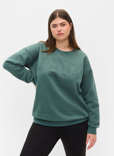 Sweatshirt med sportigt tryck, Dark Forest, Model image number 0