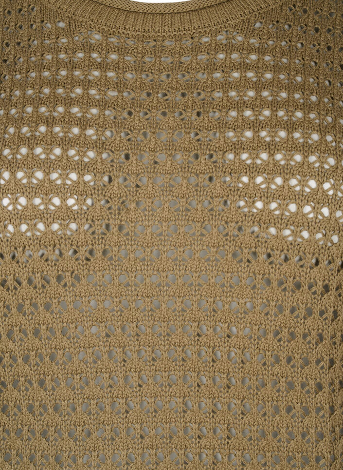 Stickad blus med hålmönster, Dusky Green, Packshot image number 2