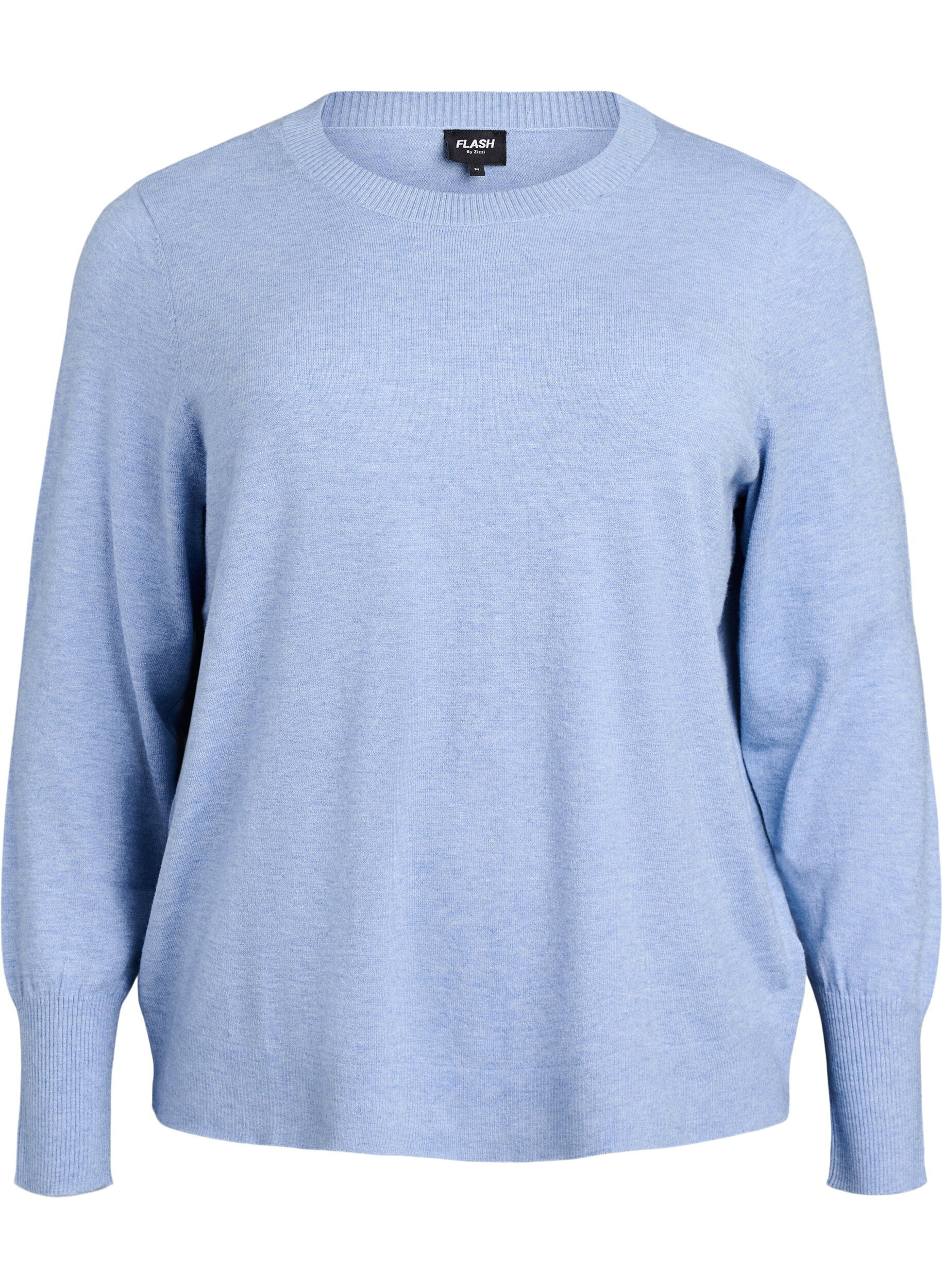 ZizziStickad blus med rund hals, Bl&aring;, Packshot image number 0
