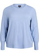 Stickad blus med rund hals, Bl&aring;, Packshot image number 0