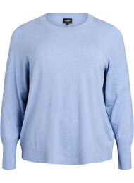 Stickad blus med rund hals, Bl&aring;