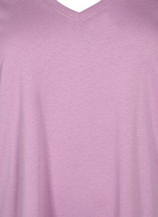 V-ringad t-shirt i bomull, Lavender Herb, Packshot image number 2