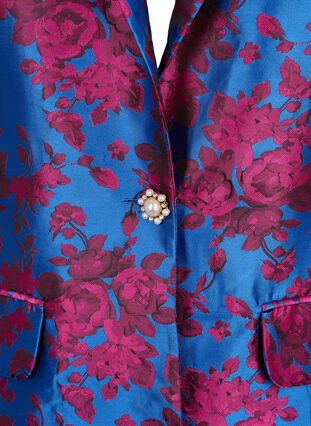 Blommig blazer med pärlknapp, Blue Quartz Jaquard, Packshot image number 2