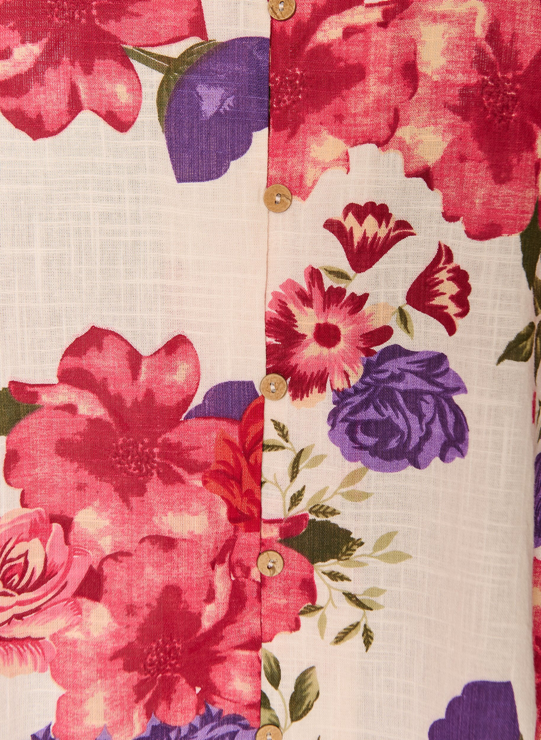 ZizziKort&auml;rmad skjorta i bomull med v-ringning, R&ouml;d, Packshot image number 2