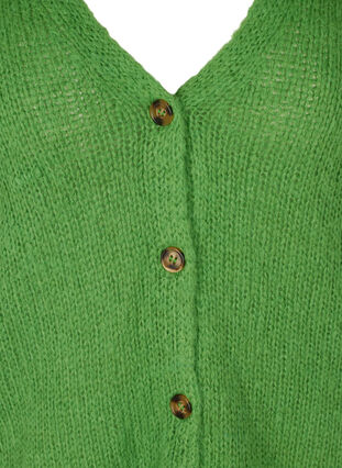 Stickad cardigan men knappar och v-ringning, Online Lime, Packshot image number 2