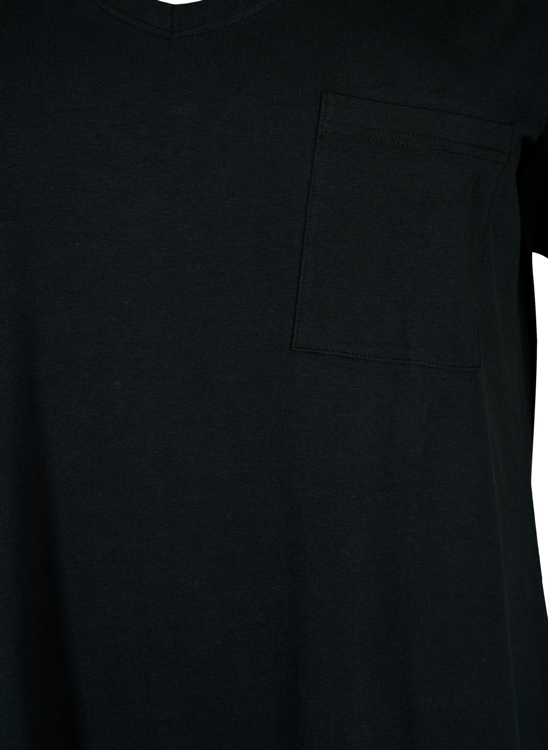 ZizziKort&auml;rmad bomullskl&auml;nning med slits, Black, Packshot image number 2