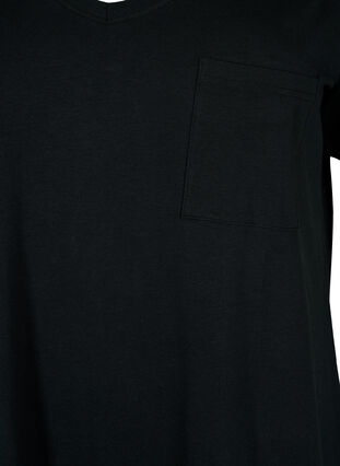 Kortärmad bomullsklänning med slits, Black, Packshot image number 2