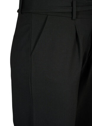 Byxor med hög midja, volanger och knytband, Black, Packshot image number 2