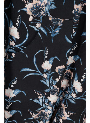 Kortärmad bomullsklänning med mönster, Black Flower, Packshot image number 3