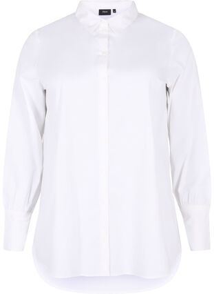 Lång bomullsskjorta, Bright White, Packshot image number 0