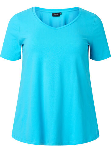 Enfärgad t-shirt i bomull, Blue Atoll, Packshot image number 0
