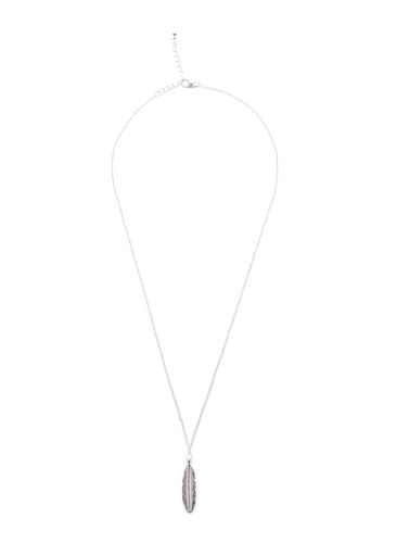 Silverfärgat halsband med bladformat hänge, Silver, Packshot image number 1