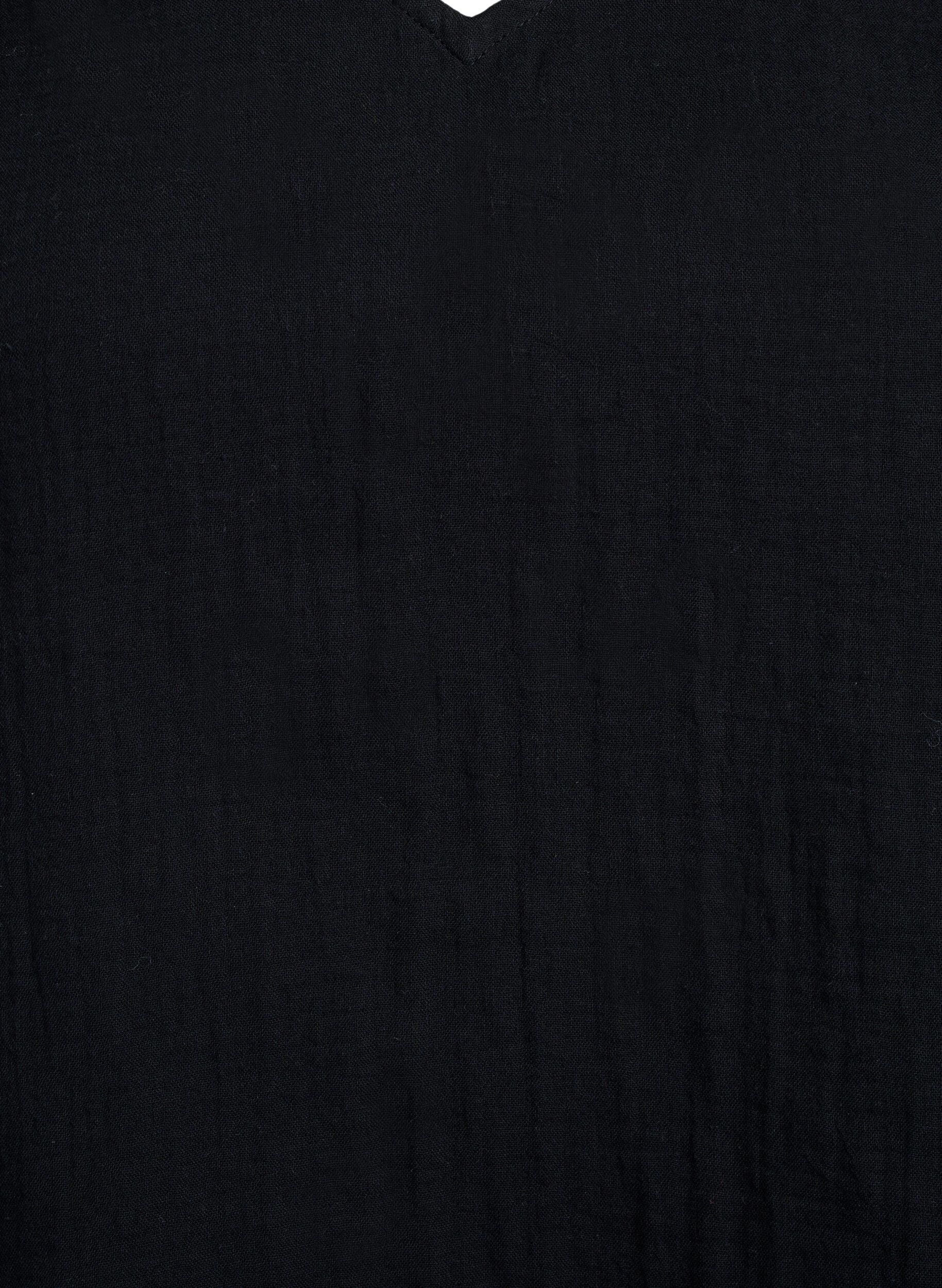 Zizzi &Auml;rml&ouml;s topp i bomullsmuslin med volanger, Svart, Packshot image number 2