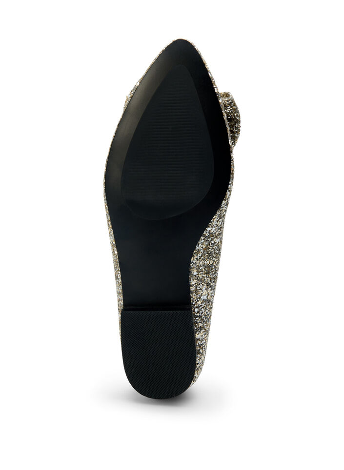 Glittrig ballerina med vid passform och rosett, Gold Glitter, Packshot image number 4