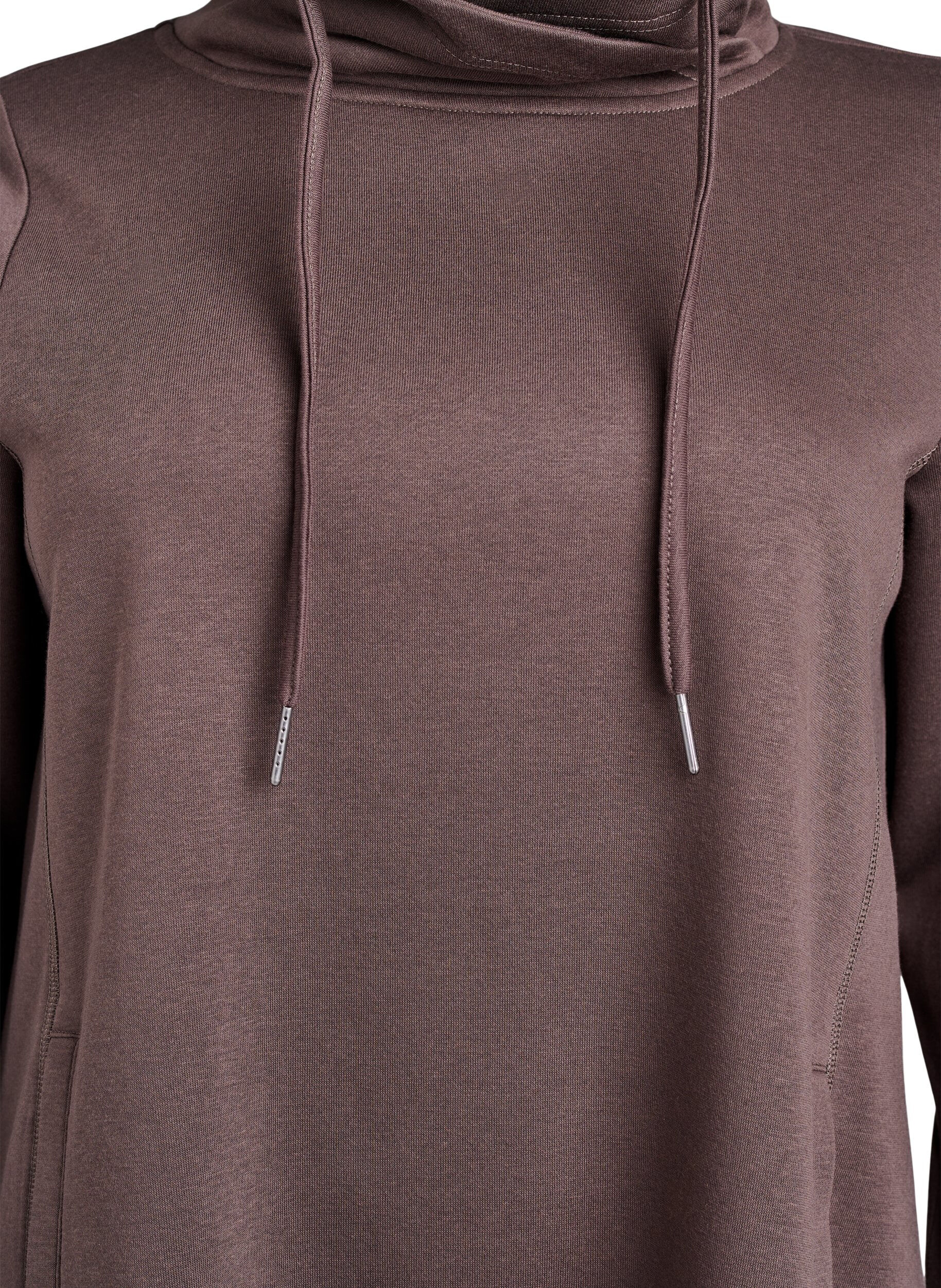 ZizziKort sweatshirtkl&auml;nning med h&ouml;g krage och fickor, Brun, Packshot image number 2