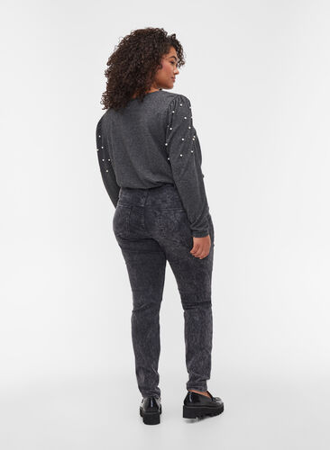 Amy jeans med hög midja, Grey Denim, Model image number 1