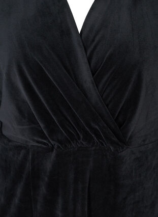 Långärmad midiklänning i velour, Black, Packshot image number 2