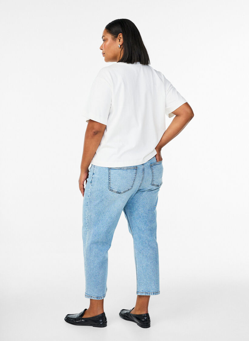 Croppade Vera-jeans med slitningar, Bl&aring;, Model image number 1