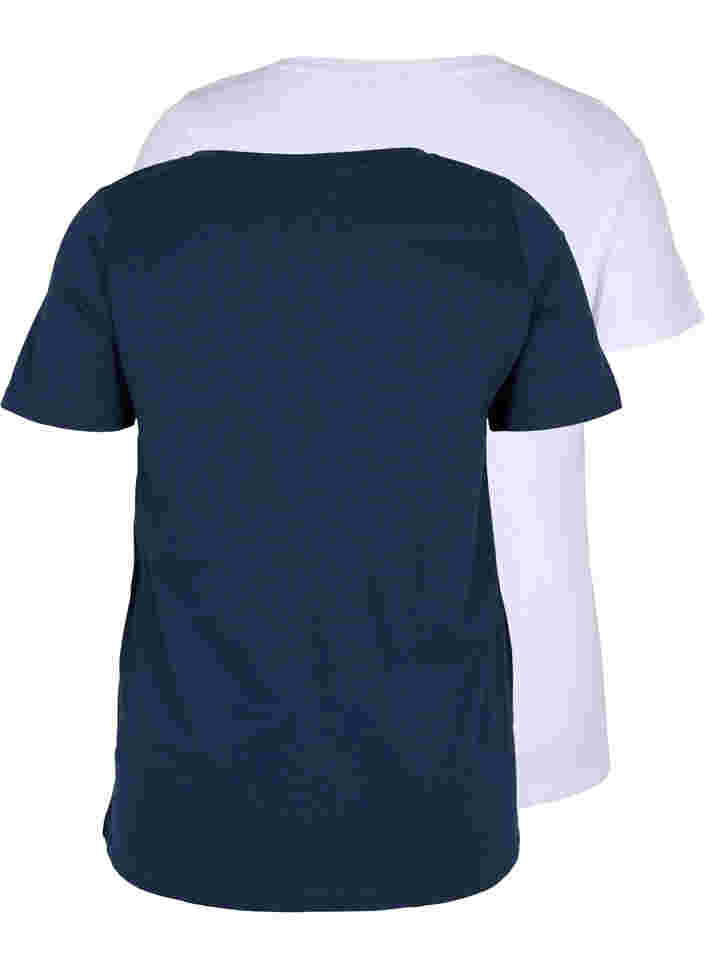 2-pack t-shirt i bomull, Navy B/B White, Packshot image number 1
