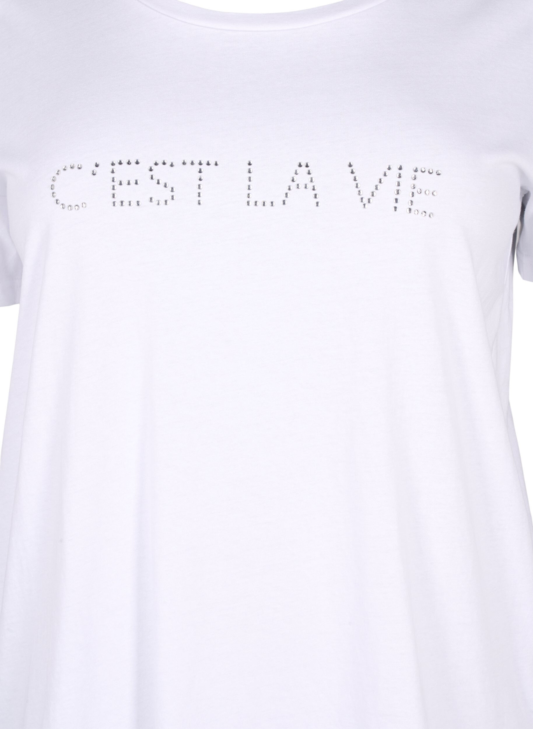 Zizzi T-shirt med strass, B.White W.Rhinestone, Packshot image number 2