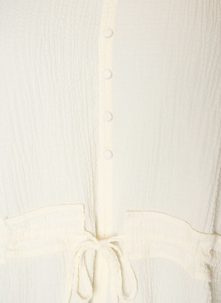 Blus med struktur och knyt i midjan, Vanilla, Packshot image number 2
