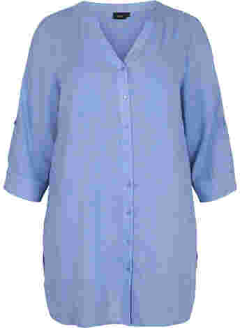 Lång skjorta med 3/4-ärmar och v-ringning