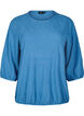 Blus med struktur och 3/4-&auml;rmar, Bl&aring;, Packshot image number 0