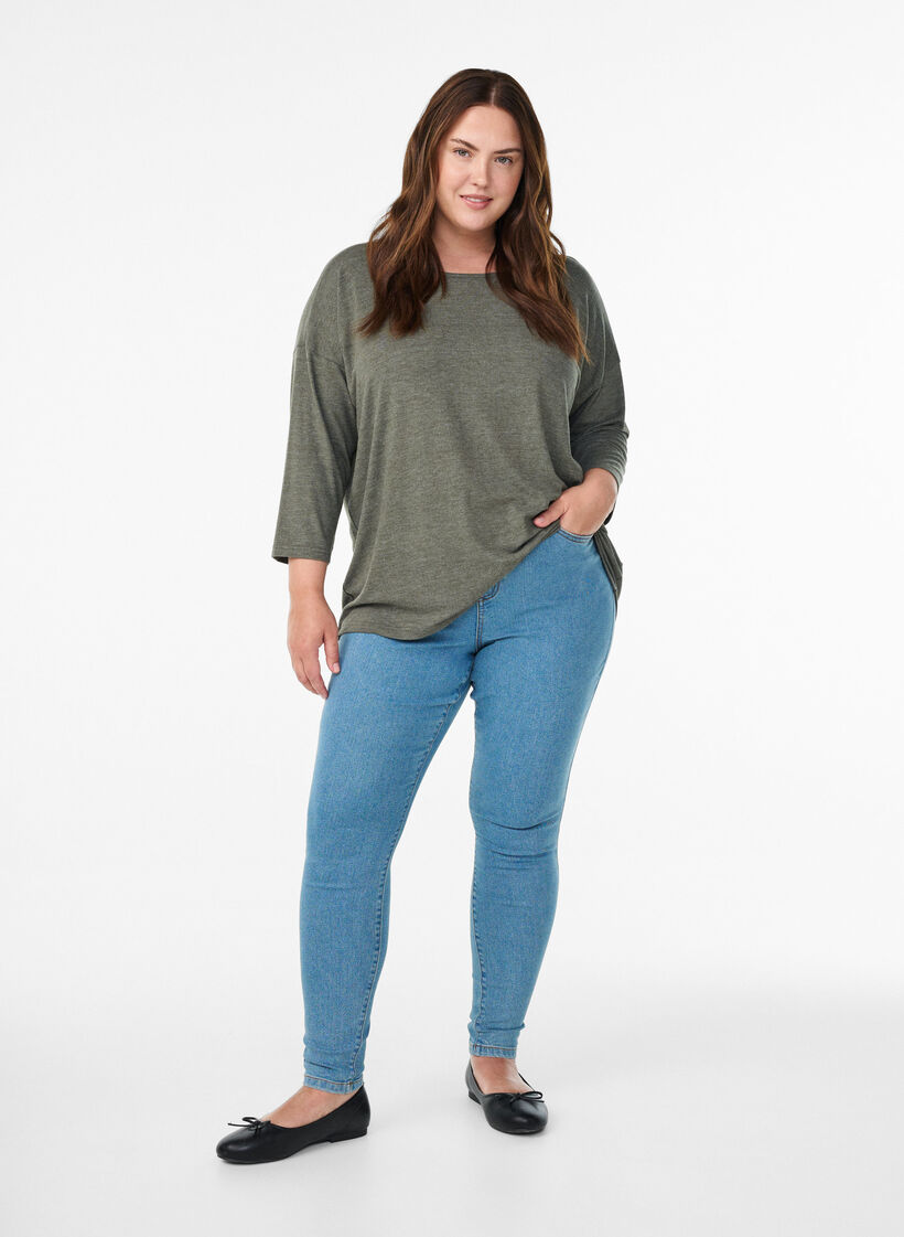 FLASH – Jerseyblus med 3/4-ärm, Grön, Model image number 1