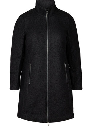 Jacka med ull och blixtlås, Black, Packshot image number 0