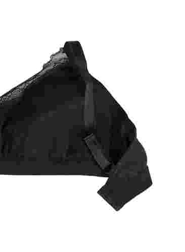 Ribbad bh med spets, Black, Packshot image number 3