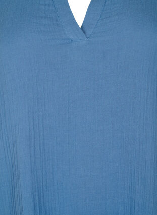 Kortärmad klänning i 100% bomull, Moonlight Blue, Packshot image number 2