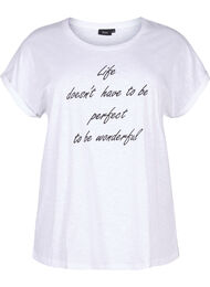 T-shirt med tryck i ekologisk bomull, B. White Black Print