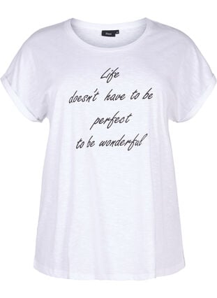 T-shirt med tryck i ekologisk bomull, B. White Black Print, Packshot image number 0