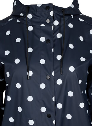Mönstrad regnjacka med huva, Navy Blazer W/Dots, Packshot image number 2