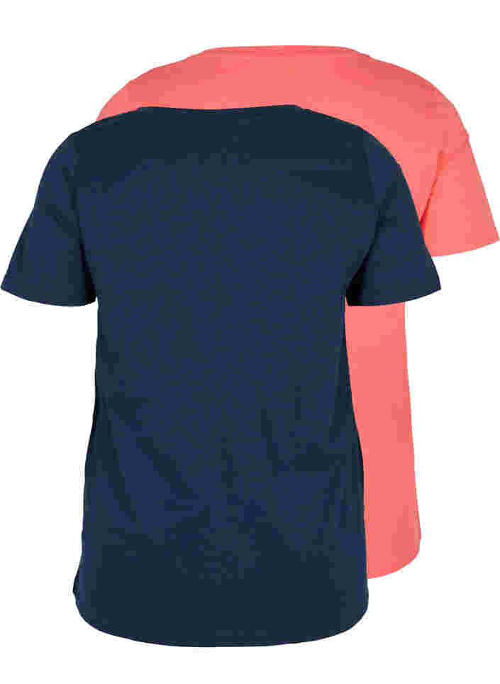 2-pack t-shirt i bomull, Navy B/Dubarry, Packshot image number 1