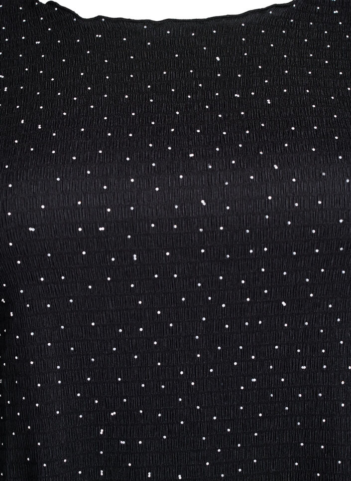 Klänning med strass och vågade kanter, Svart, Packshot