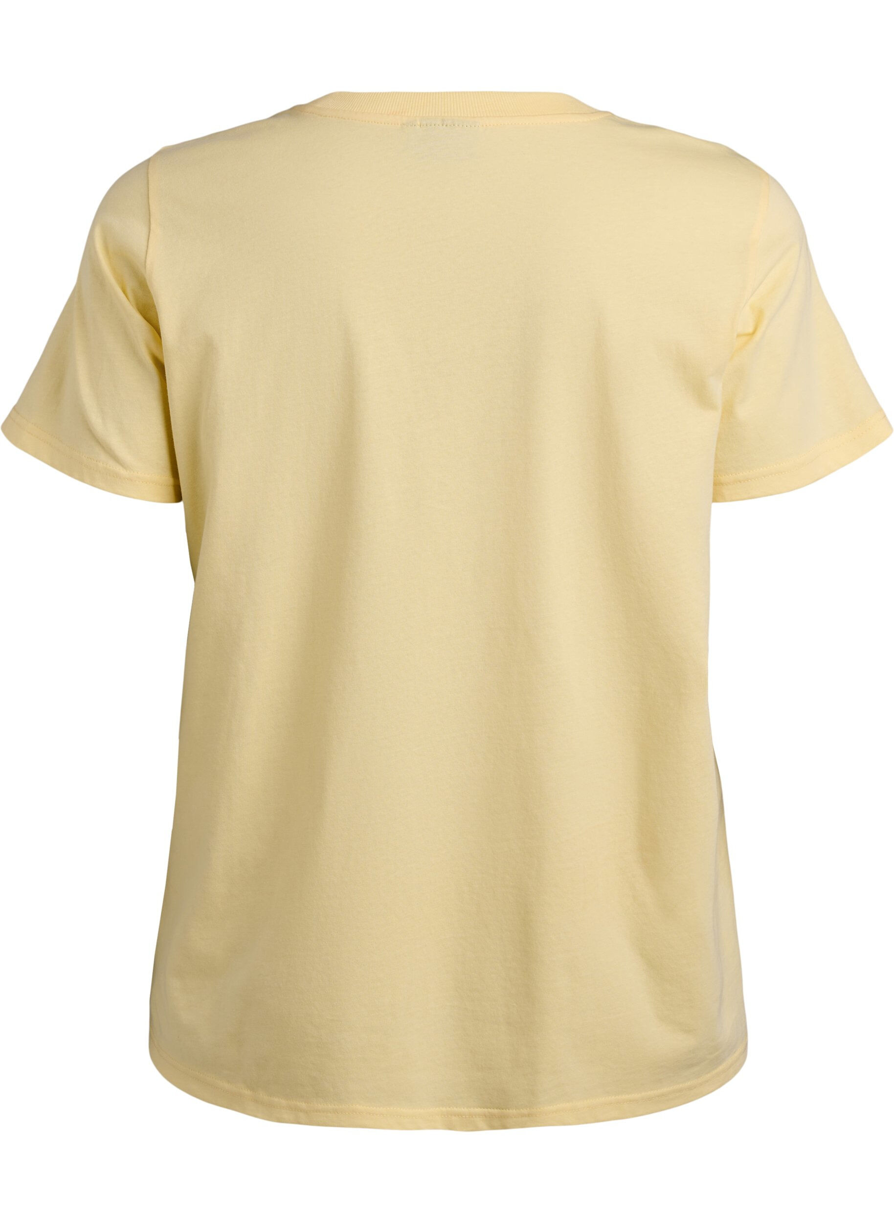 ZizziEnkel t-shirt i bomull med rund halsringning, Gul, Packshot image number 1