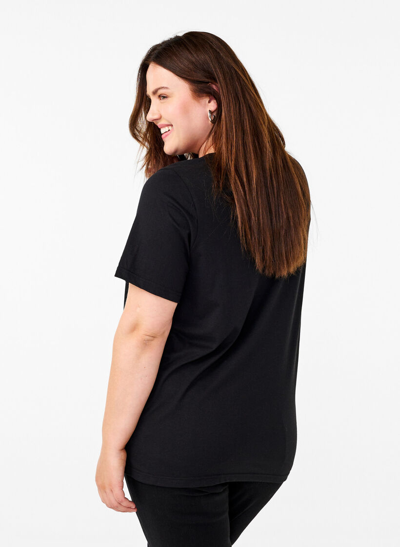 FLASH - T-shirt med motiv, Black R. Gold Flower, Model image number 1