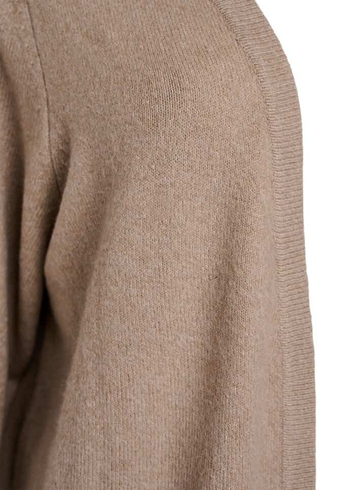 Ribbstickad kofta med fickor, Beige, Packshot image number 2