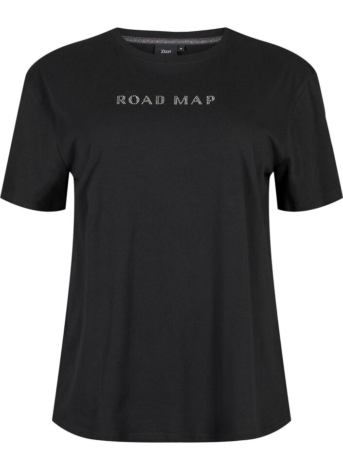 T-shirt i ekologisk bomull med similistenar, Black, Packshot image number 0